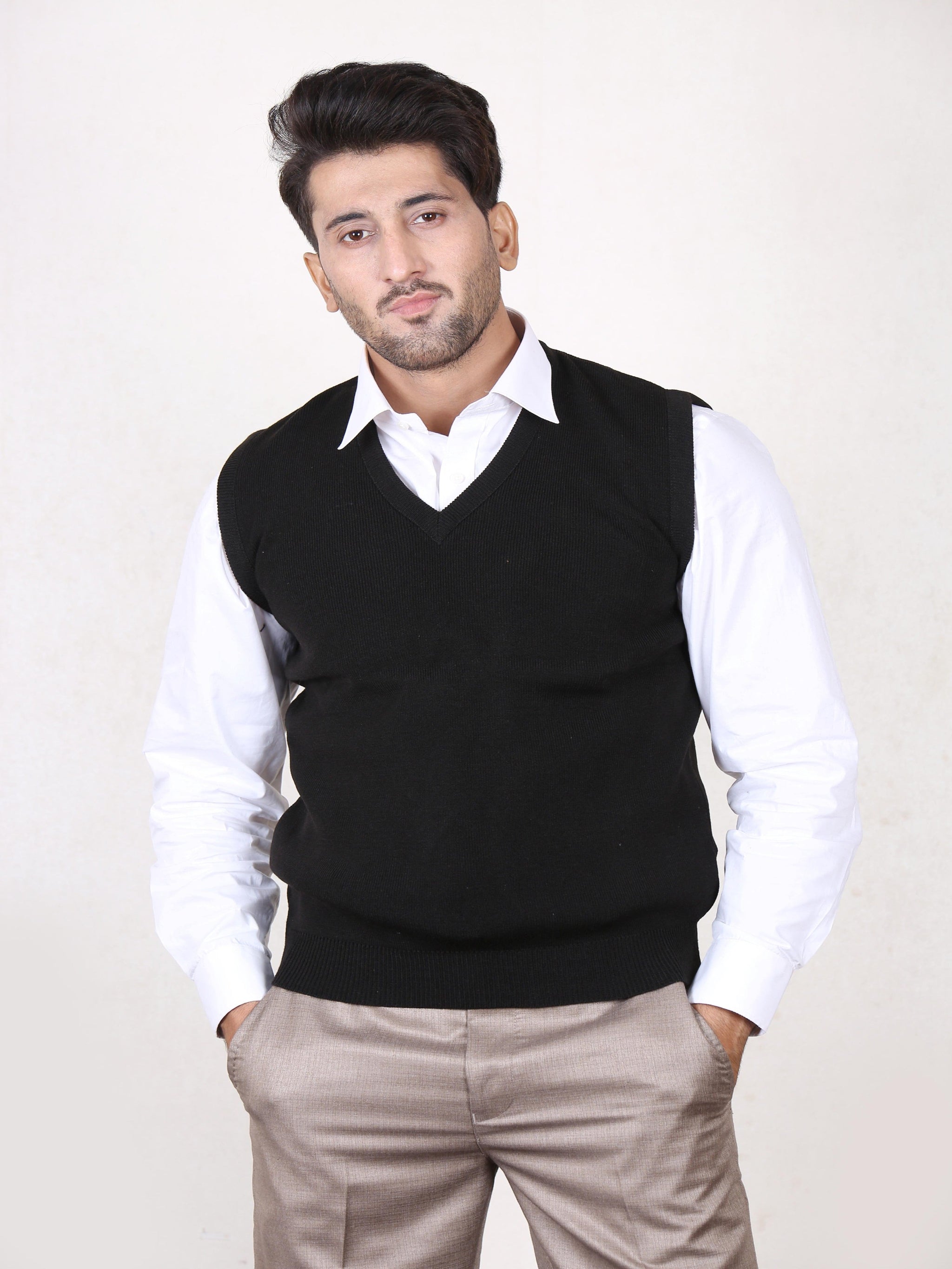 Black sleeveless shop sweater vest