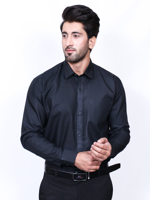 AZ Men's Formal Dress Shirt Plain Black