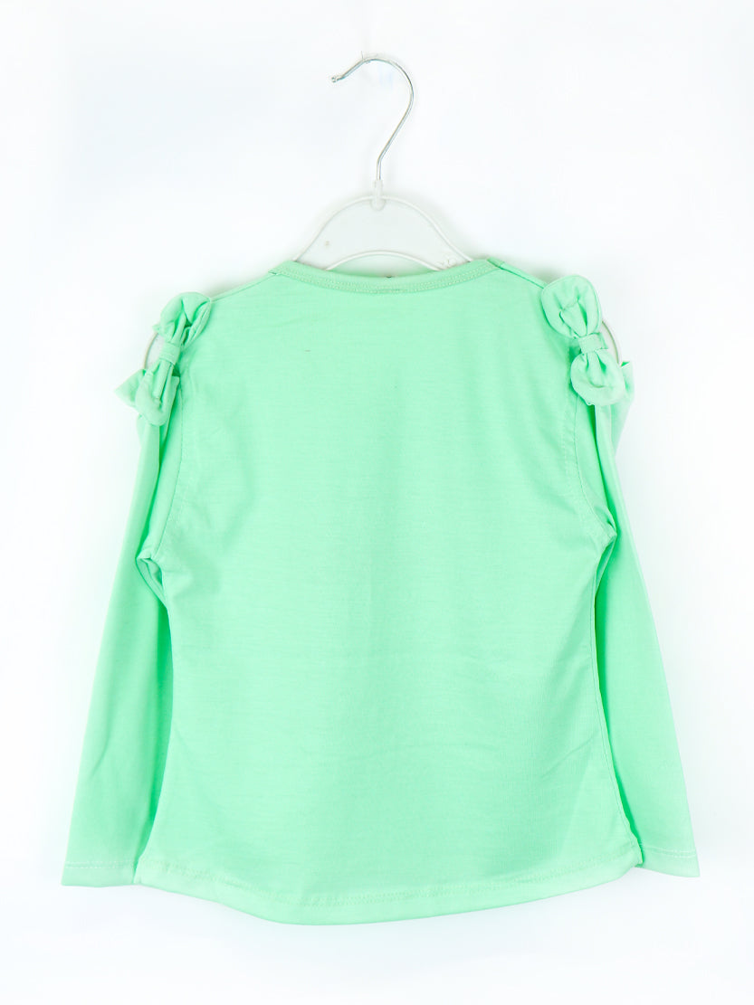 Girls 2.5 Yrs - 7 Yrs Full Sleeves T-Shirt I LOVE U Light Green