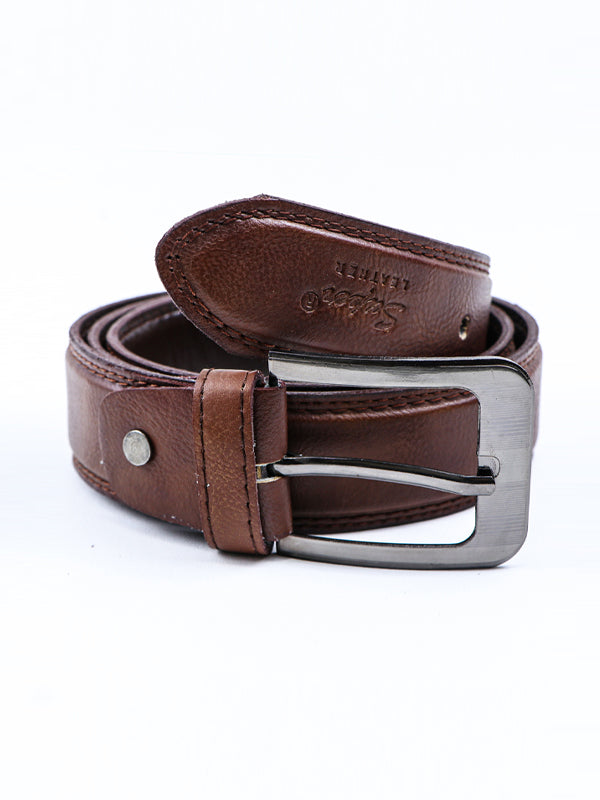 Faux Leather Belt for Men Light Textured Russet