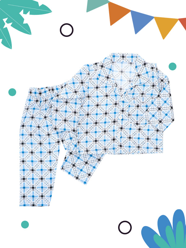 MC Cotton Night Suits 2 Yrs - 6 Yrs Printed Houndstooth Square