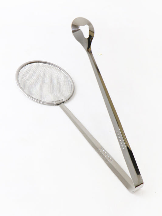 Stainless Steel 2 in 1 Frying Strainer Tong