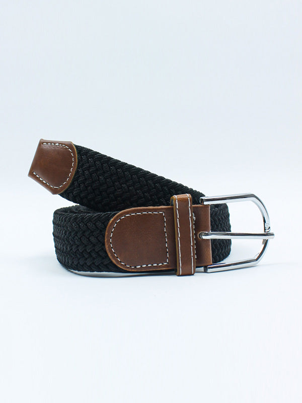 Elastic Woven Stretch Belt For Men Black MB02