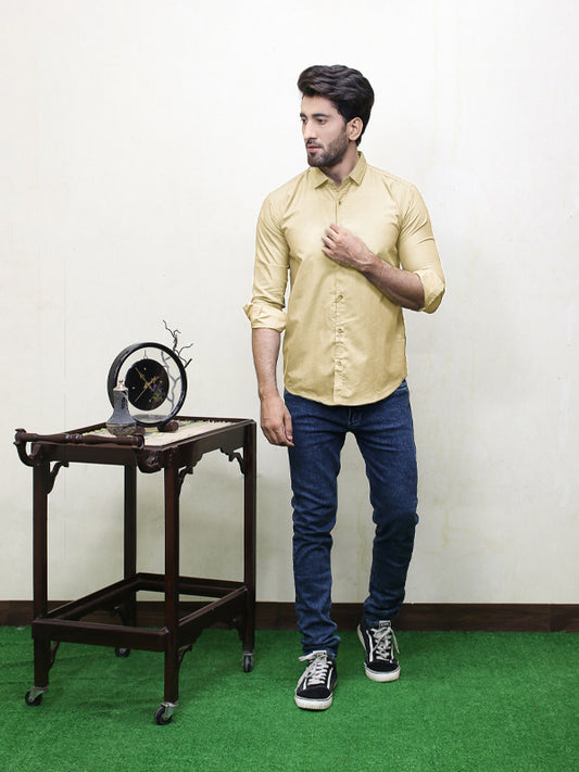 HG Men's Chambray Casual Shirt Light Yellow