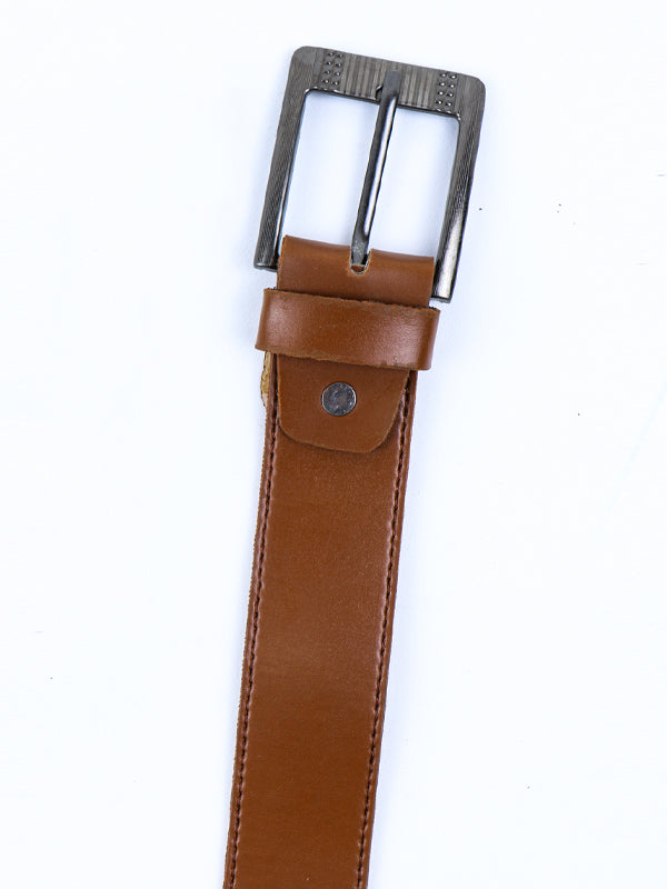 Faux Leather Belt for Men Plain Wood Brown