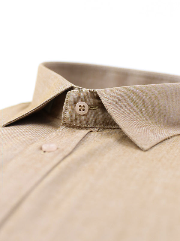 Men's Plain Chambray Formal Dress Shirt Fawn MFS319