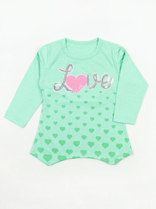 SK Girls Full Sleeve T-Shirt 2.5Yrs - 7Yrs Love Green