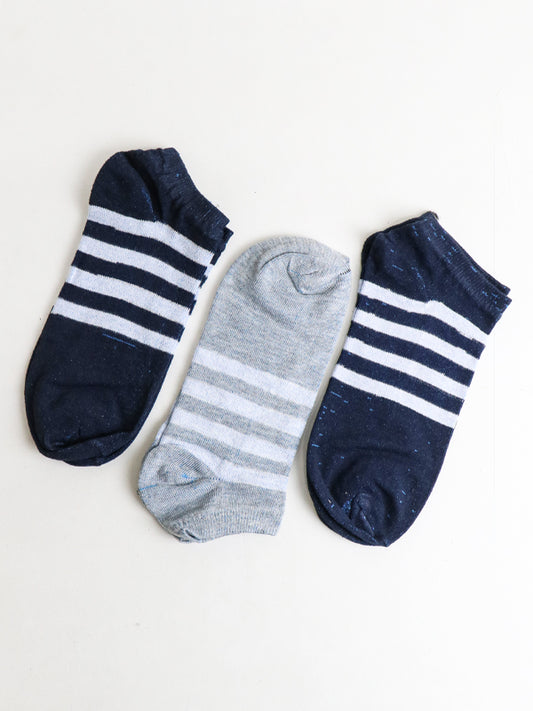 3 Pairs Cotton Stripes Ankle Socks For Men Women - 3 Random colors