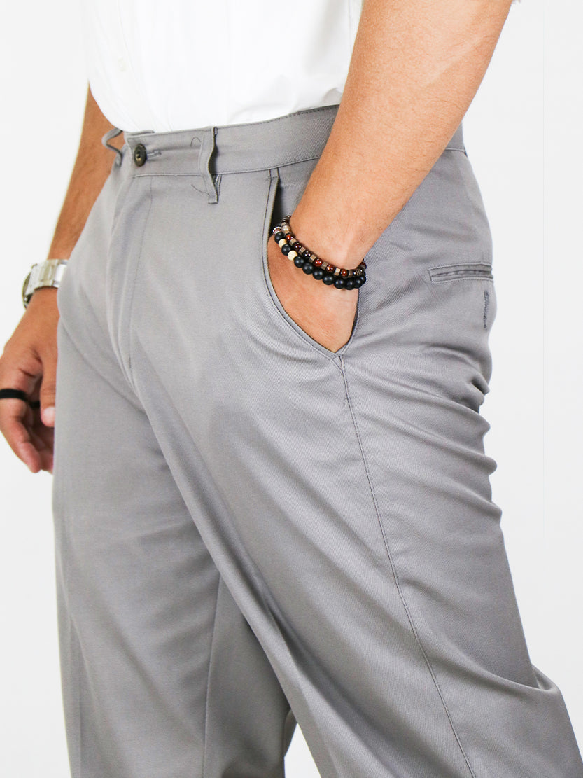 Men's Wrinkle-Free 100% Cotton Trouser Ash Grey