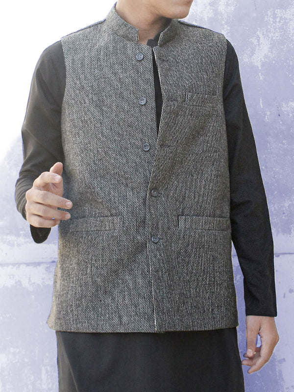 Tweed Waistcoat for Men Textured Grey