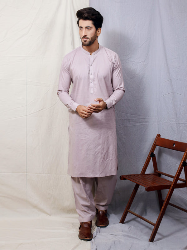 285 Men's Cotton Stitched Kameez Shalwar Light Brown 2