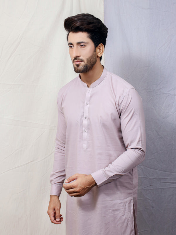 285 Men's Cotton Stitched Kameez Shalwar Light Brown 2