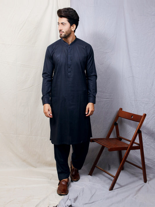 035 Black Stitched Suit Kameez Shalwar For Men AM MSK124