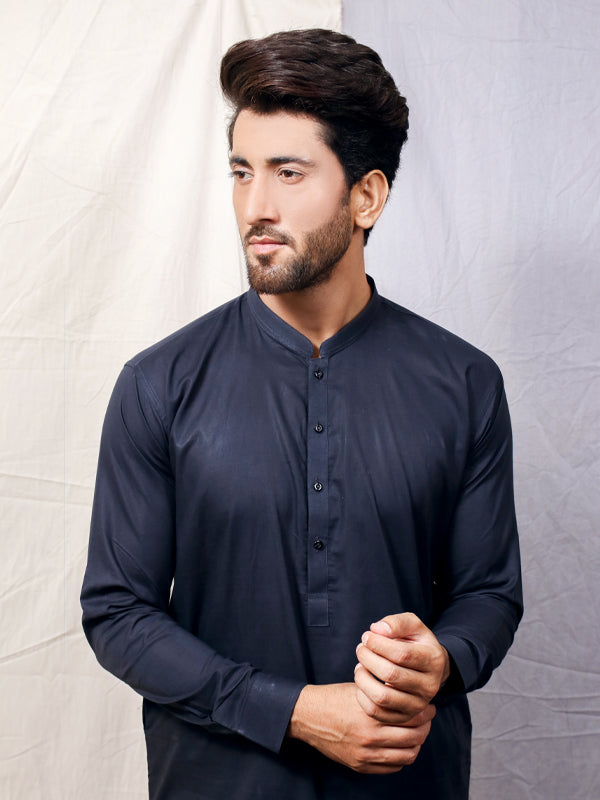 035 Black Stitched Suit Kameez Shalwar For Men AM MSK124