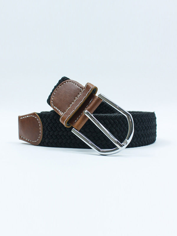 Elastic Woven Stretch Belt For Men Black MB02