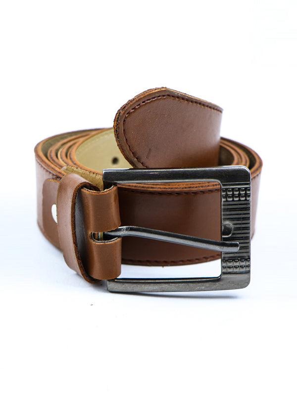 Faux Leather Belt for Men Plain Wood Brown