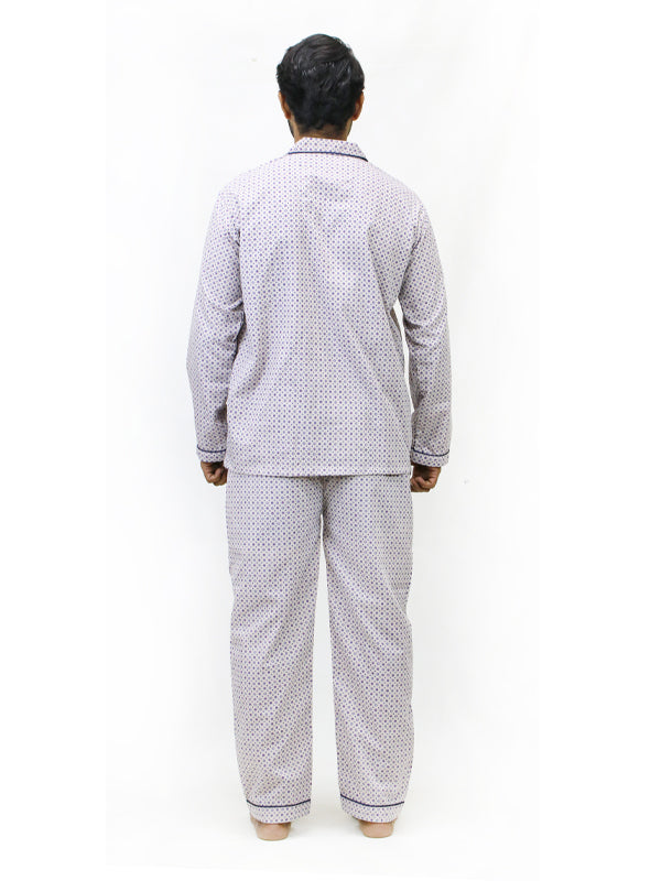 Men's 100% Cotton Printed Night Suit Peach