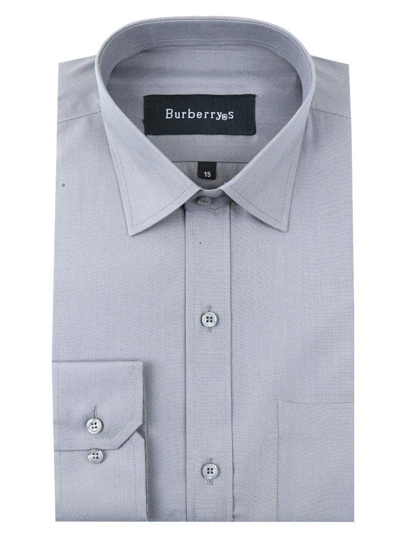 AZ Men's Formal Dress Shirt Plain Doe Grey