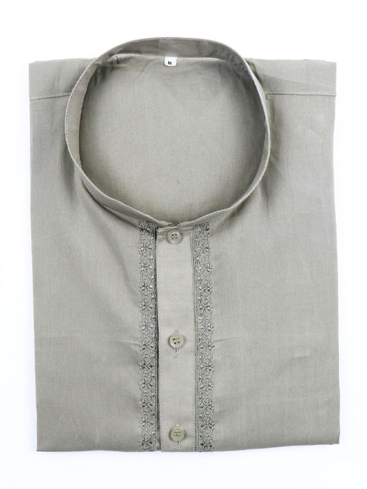 100% Premium Cotton Kurta Sherwani Collar for Men Dust Brown