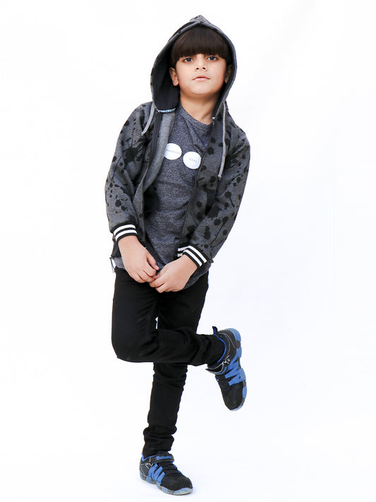 Kids Upper 5 Yrs - 10 Yrs Printed Dotted Charcoal