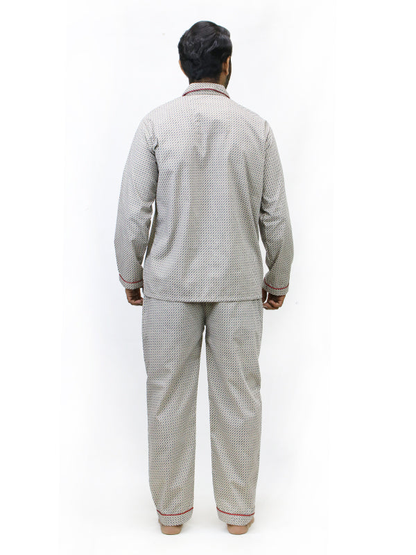 Men's 100% Cotton Printed Night Suit Paisley Brown