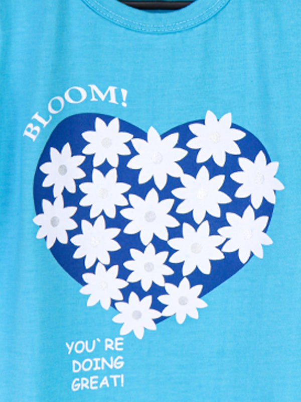SK Girls T-Shirt 2.5 Yrs - 7 Yrs Bloom Blue