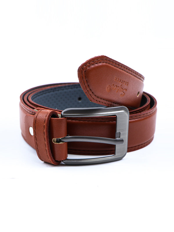 Leather Belt for Men Shine Wood Brown