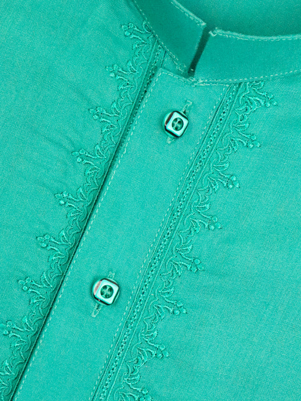 AM Men's Festive Embroidery Kurta Sea Green