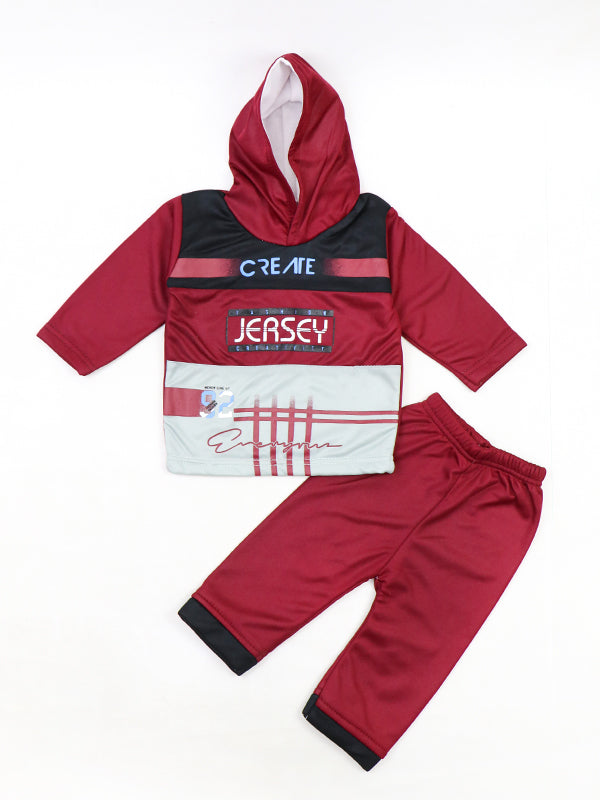 SF Kids Hooded Full Sleeve Suit 1Yr - 4Yrs Jersey Maroon