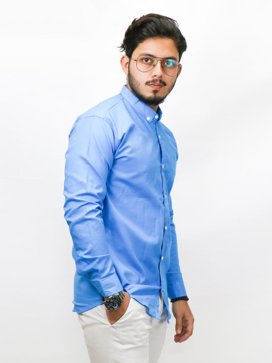 Men's Chambray Casual Shirt Blue