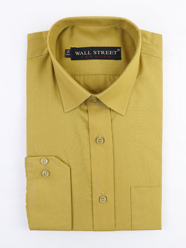AZ Men's Formal Dress Shirt Plain Mustard