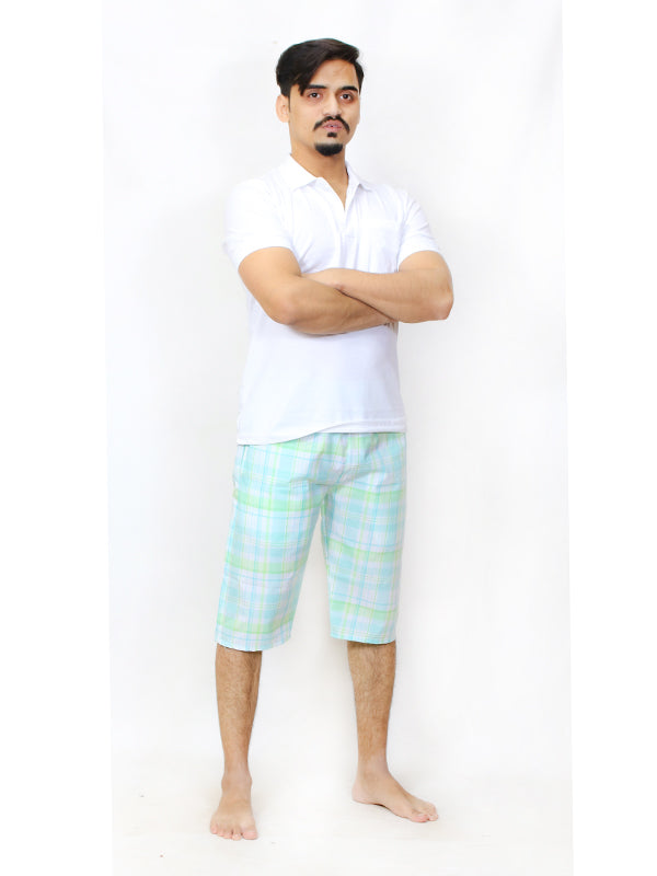 F Men's Short Checks Light Green