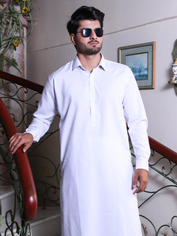 874 Men's Kameez Shalwar Stitched Suit White