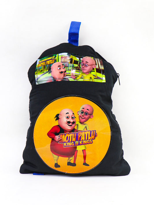 Motu Patlu Black Bag with Drawstrings