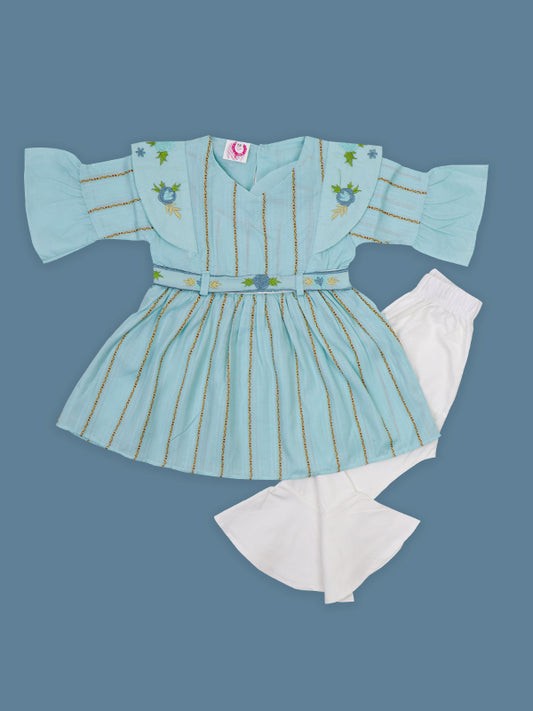 ZG Girls Suit 1Yr - 4Yrs Line Design Light Sea Green