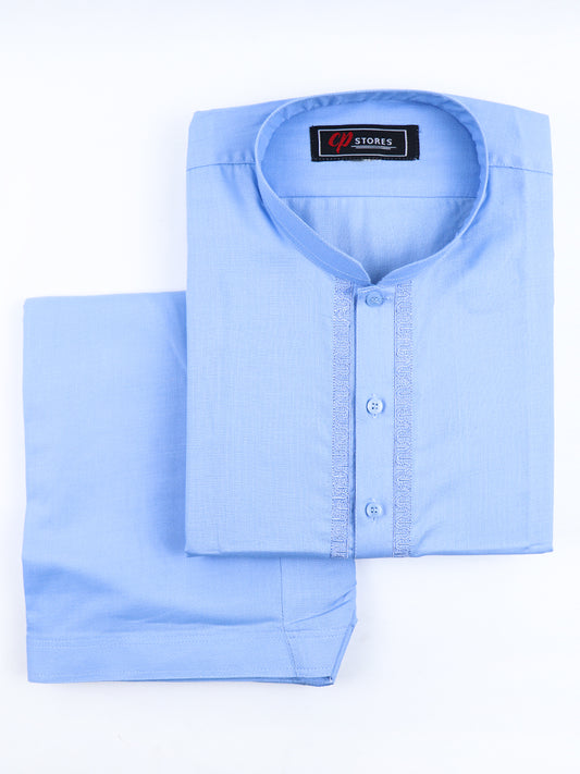 880/1 Men's Kameez Shalwar Stitched Suit Blue 4