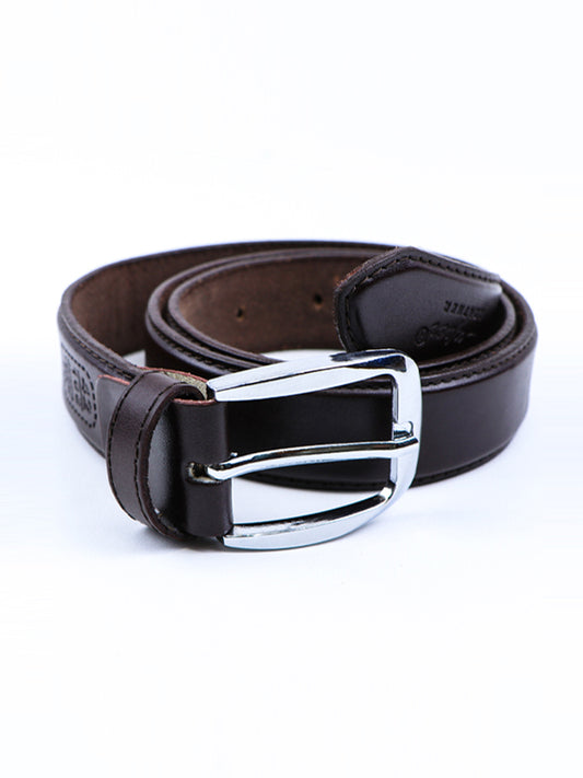 MB10 Faux Leather Belt for Men Dark Brown