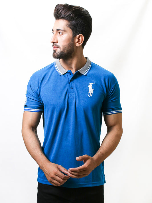 Men's Paddy Curved Polo T-Shirt Blue