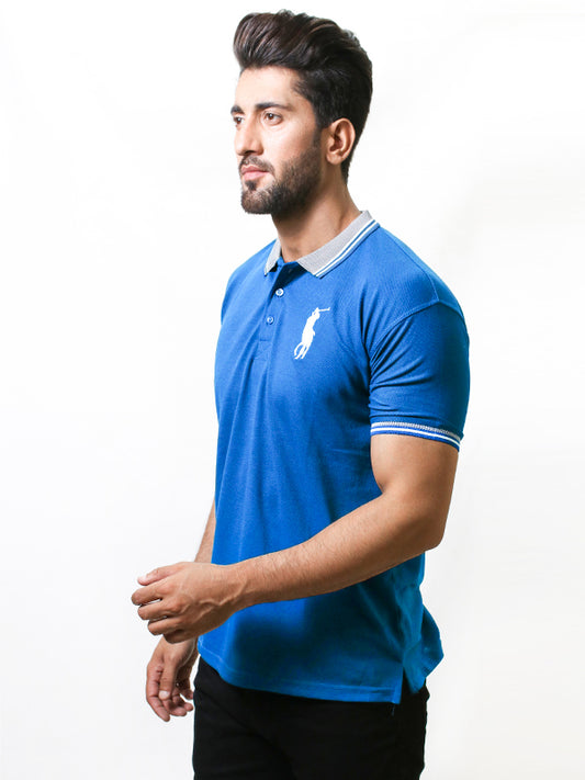 Men's Paddy Curved Polo T-Shirt Blue