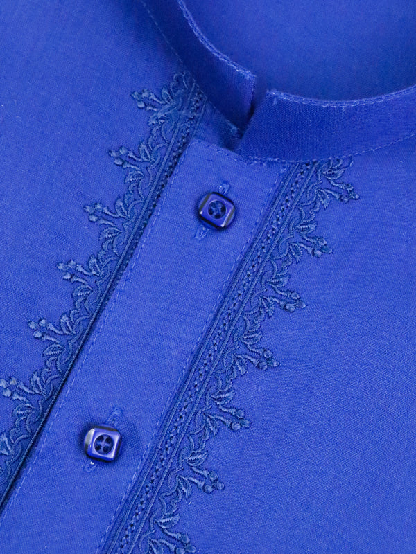 AM Men's Festive Embroidery Kurta Royal Blue