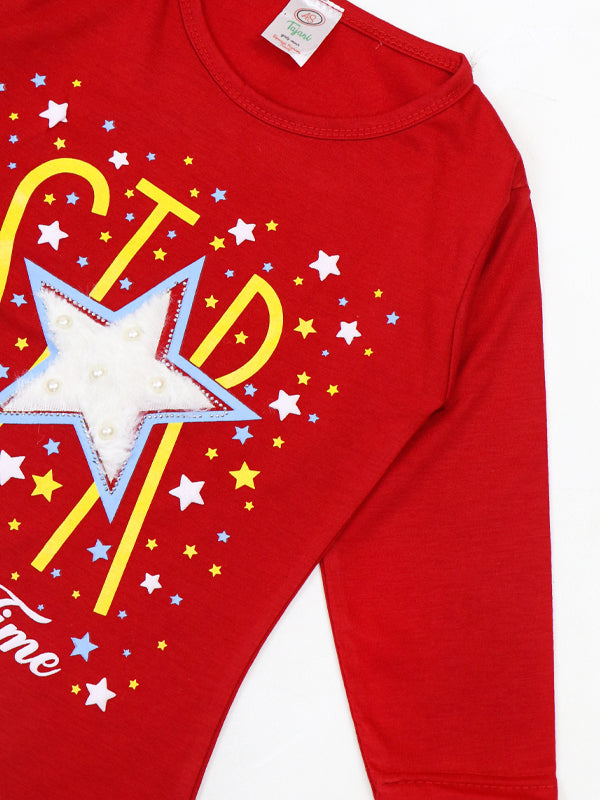 KG Girls Full Sleeve T-Shirt 3.5Yrs - 9Yrs Star Red