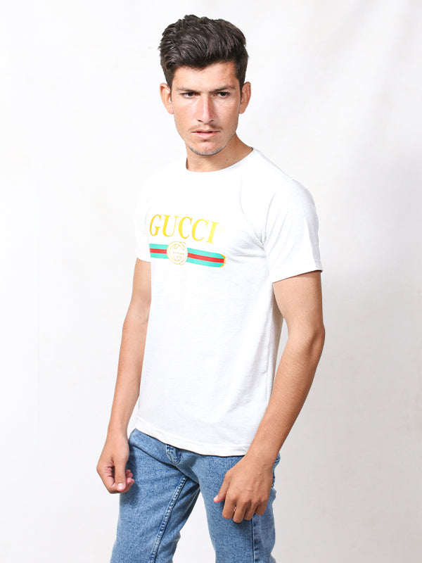 MM Men's Printed T-Shirt GUC White