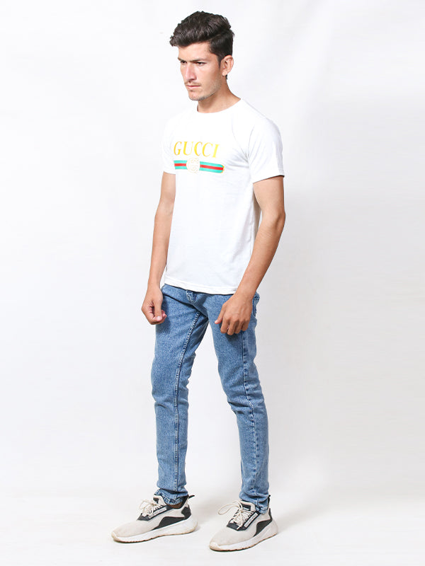 MM Men's Printed T-Shirt GUC White