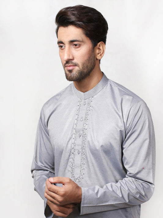 AM 001 Men's Chambray Kurta Grey