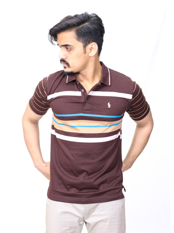 AM Men's Polo T-Shirt RL Brown