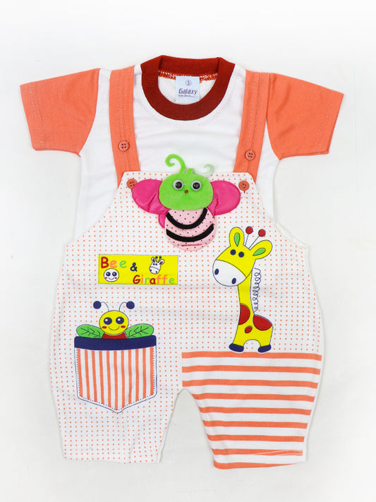 HG Newborn Romper 0Mth - 6Mth Bee & Giraffe Peach