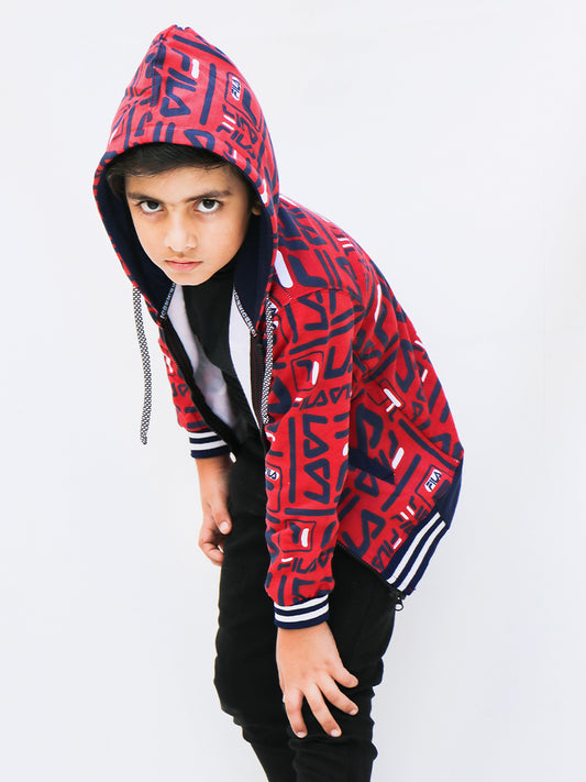 Kids Upper 5 Yrs - 10 Yrs Printed FA Red