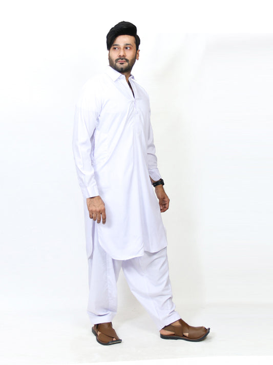 752\C Men's Kameez Shalwar Stitched Suit White