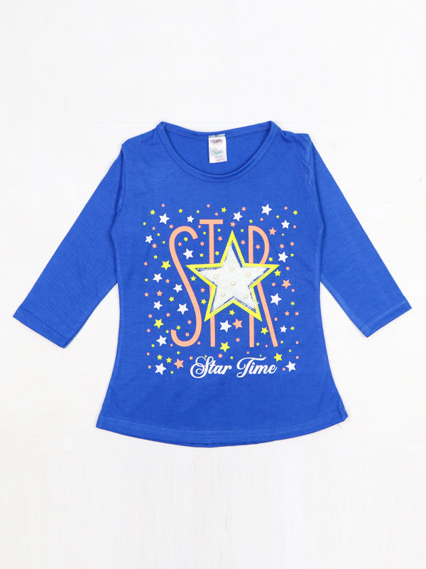 KG Girls Full Sleeve T-Shirt 3.5Yrs - 9Yrs Star Blue