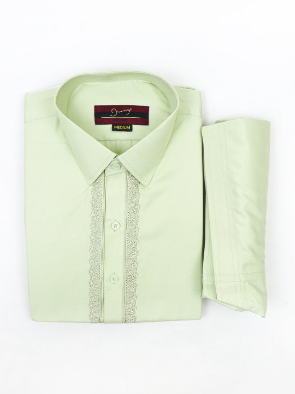 221/4 Men's Kameez Shalwar Stitched Suit Green